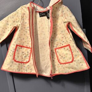Girls' Heart Print Hooded Rain Jacket